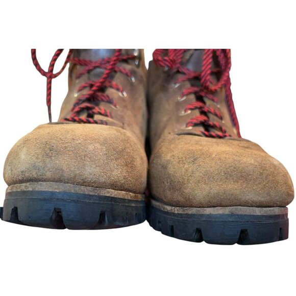 Vintage Vasque Brown Suede Leather Hiking Mountaineering Boots Men 14 Italy 7506